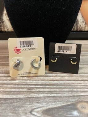 Women’s Silver and Gold Hoop Earrings Set